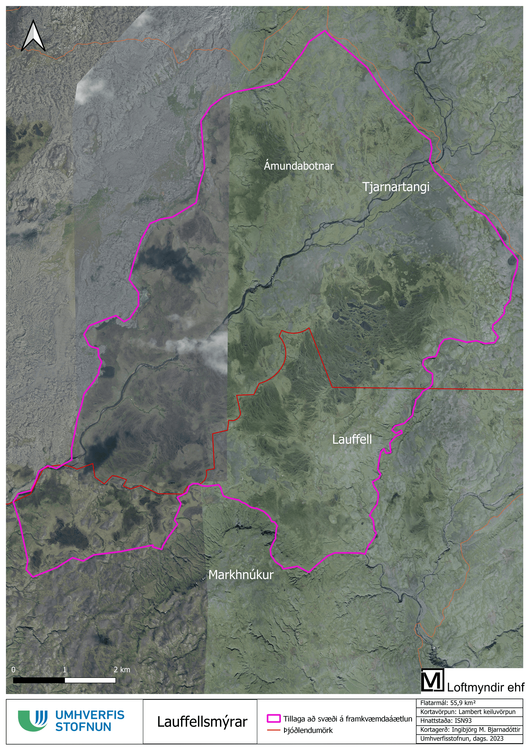 Lauffellsmýrar kort