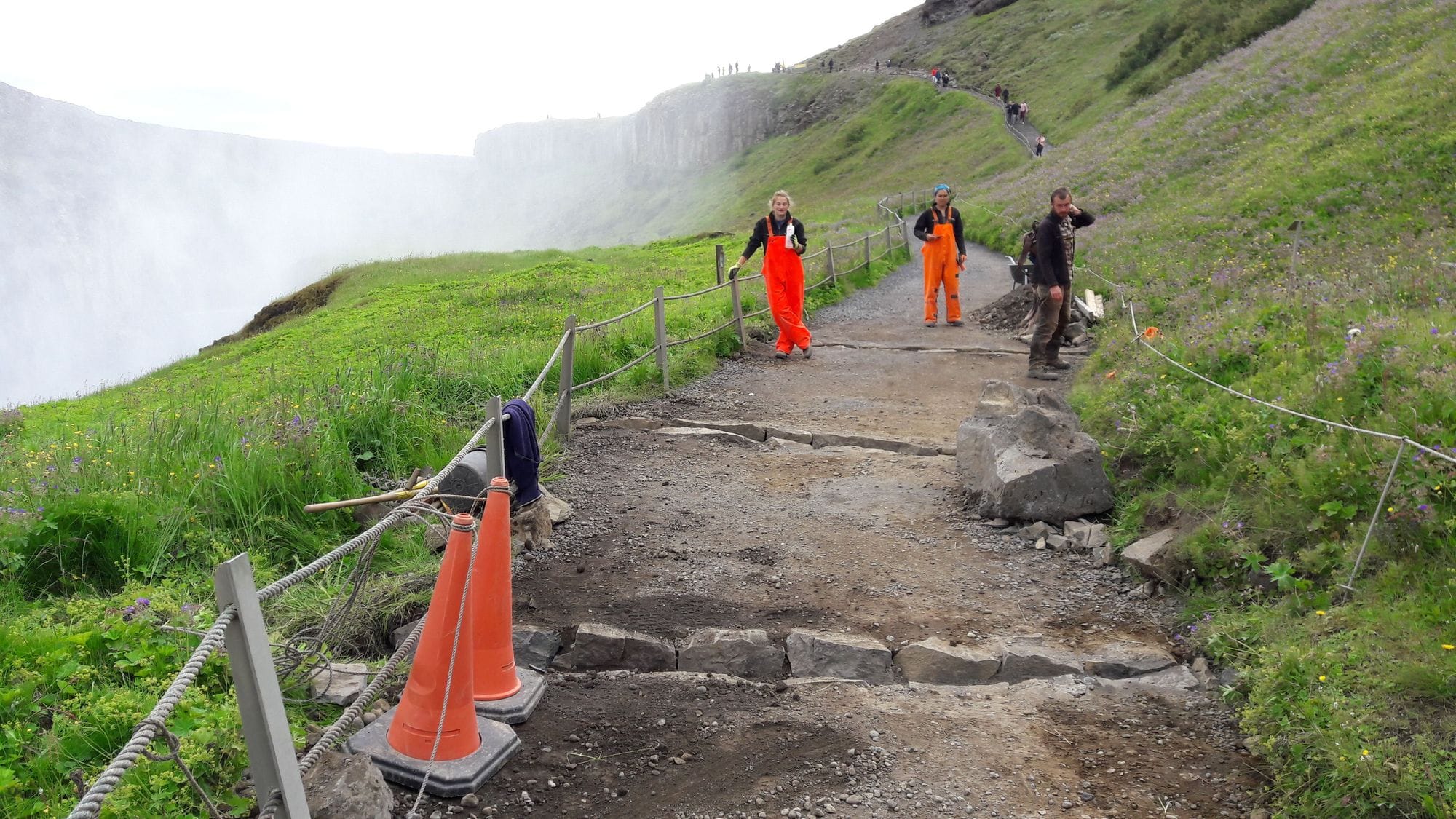 Volunteers working on drainage on trails
