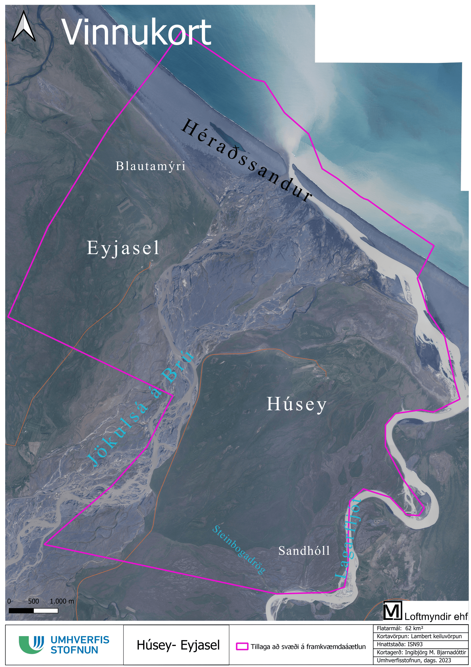 Húsey og Eyjasel á Úthéraði kort
